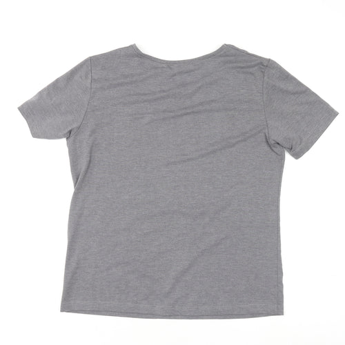 Just Elegance Women's Grey Geometric Short Sleeve Cotton T-Shirt Size S