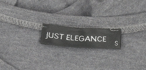 Just Elegance Women's Grey Geometric Short Sleeve Cotton T-Shirt Size S