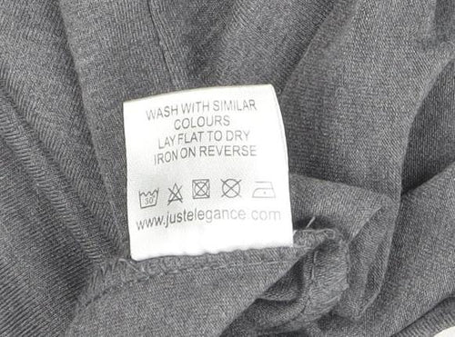 Just Elegance Women's Grey Geometric Short Sleeve Cotton T-Shirt Size S