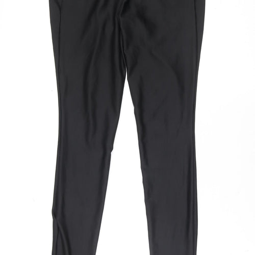 Decathlon Womens Black Running Leggings UK 10 M Stretch Reflective Zip Pocket