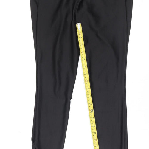 Decathlon Womens Black Running Leggings UK 10 M Stretch Reflective Zip Pocket