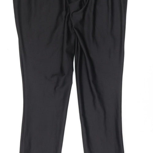 Decathlon Womens Black Running Leggings UK 10 M Stretch Reflective Zip Pocket