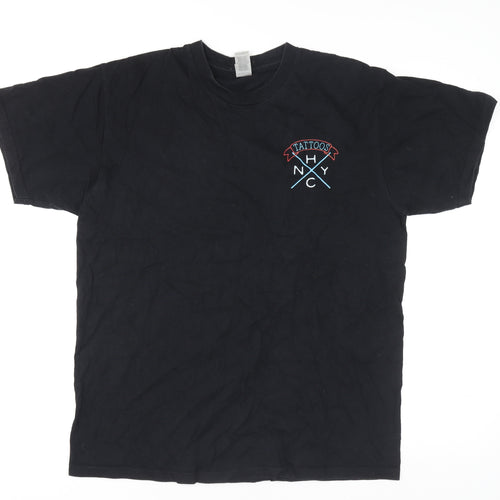 Gildan Hammer Black Mens L Tattoo Graphic Short Sleeve T-Shirt