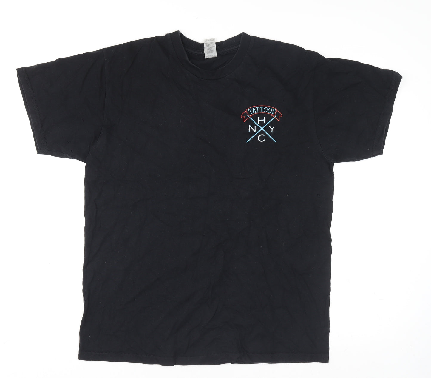 Gildan Hammer Black Mens L Tattoo Graphic Short Sleeve T-Shirt