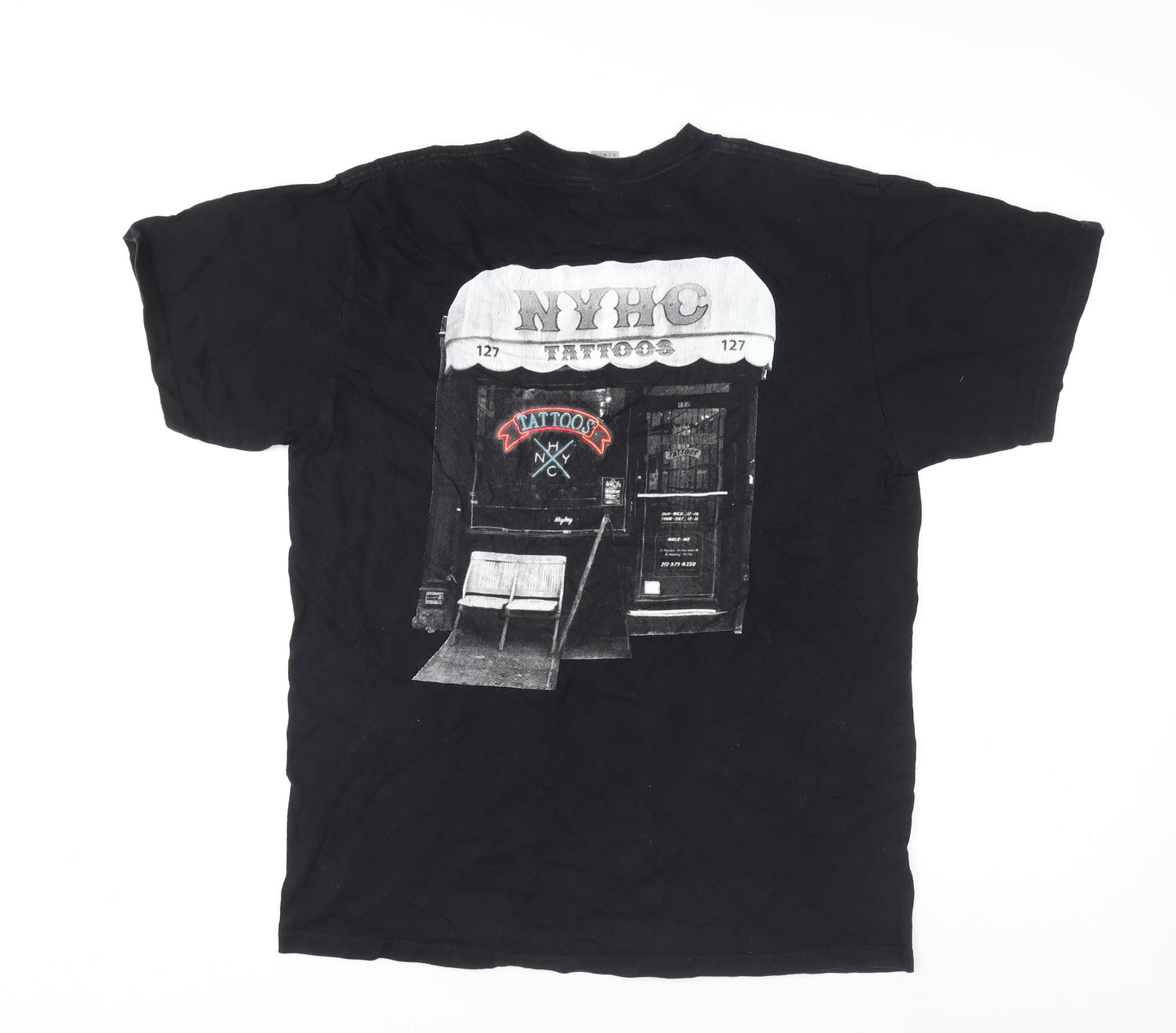 Gildan Hammer Black Mens L Tattoo Graphic Short Sleeve T-Shirt