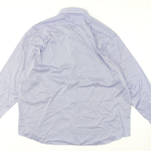 Charles Tyrwhitt Men's Blue Check Classic Fit Non-Iron Cotton Dress Shirt Size 19/48