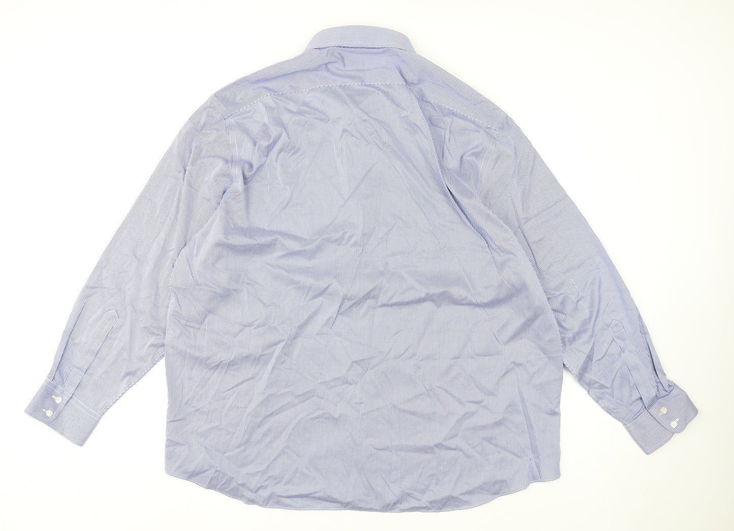 Charles Tyrwhitt Men's Blue Check Classic Fit Non-Iron Cotton Dress Shirt Size 19/48