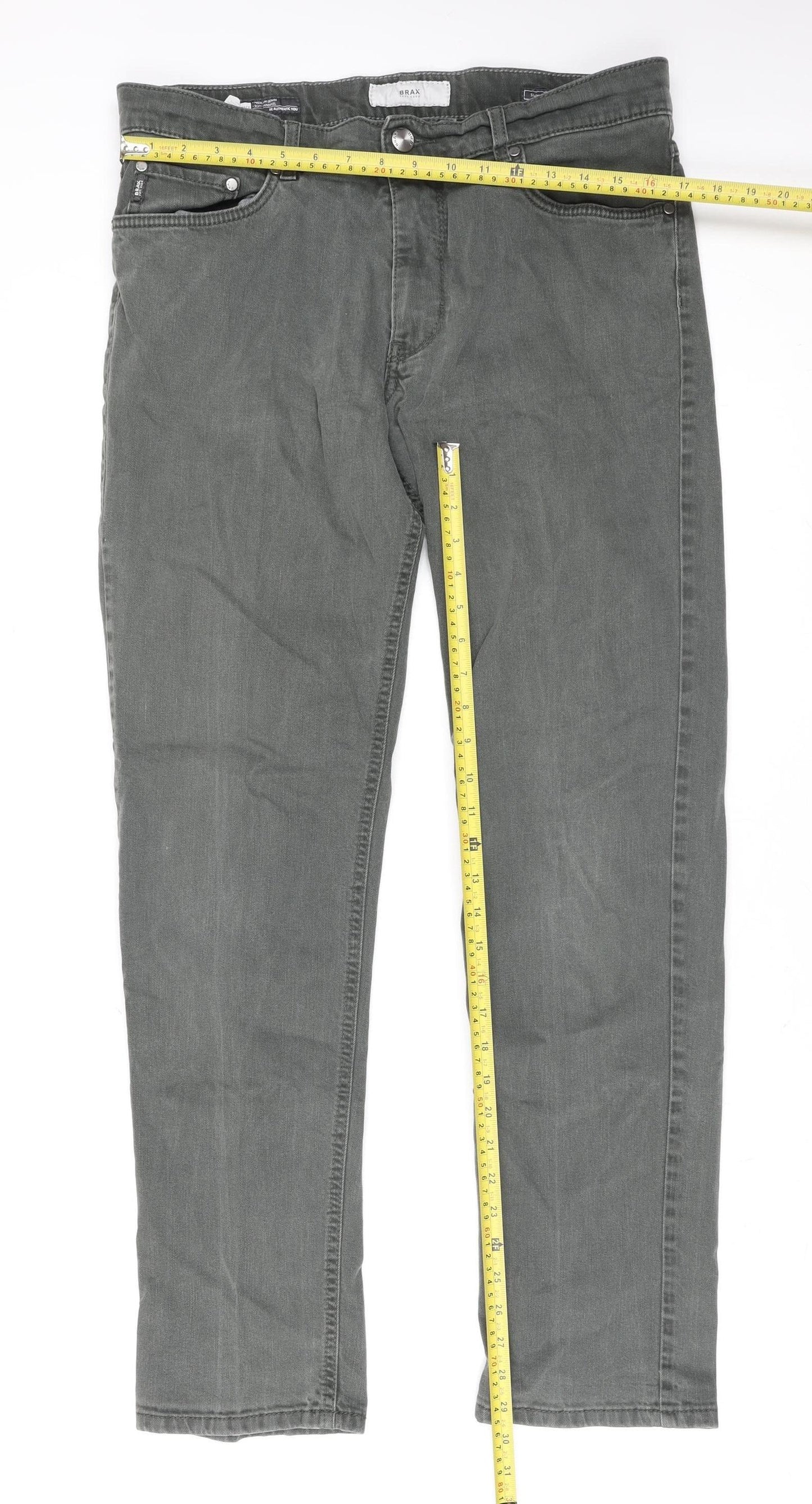 Brax Women Grey Regular Fit Cooper Straight Jeans Size 20