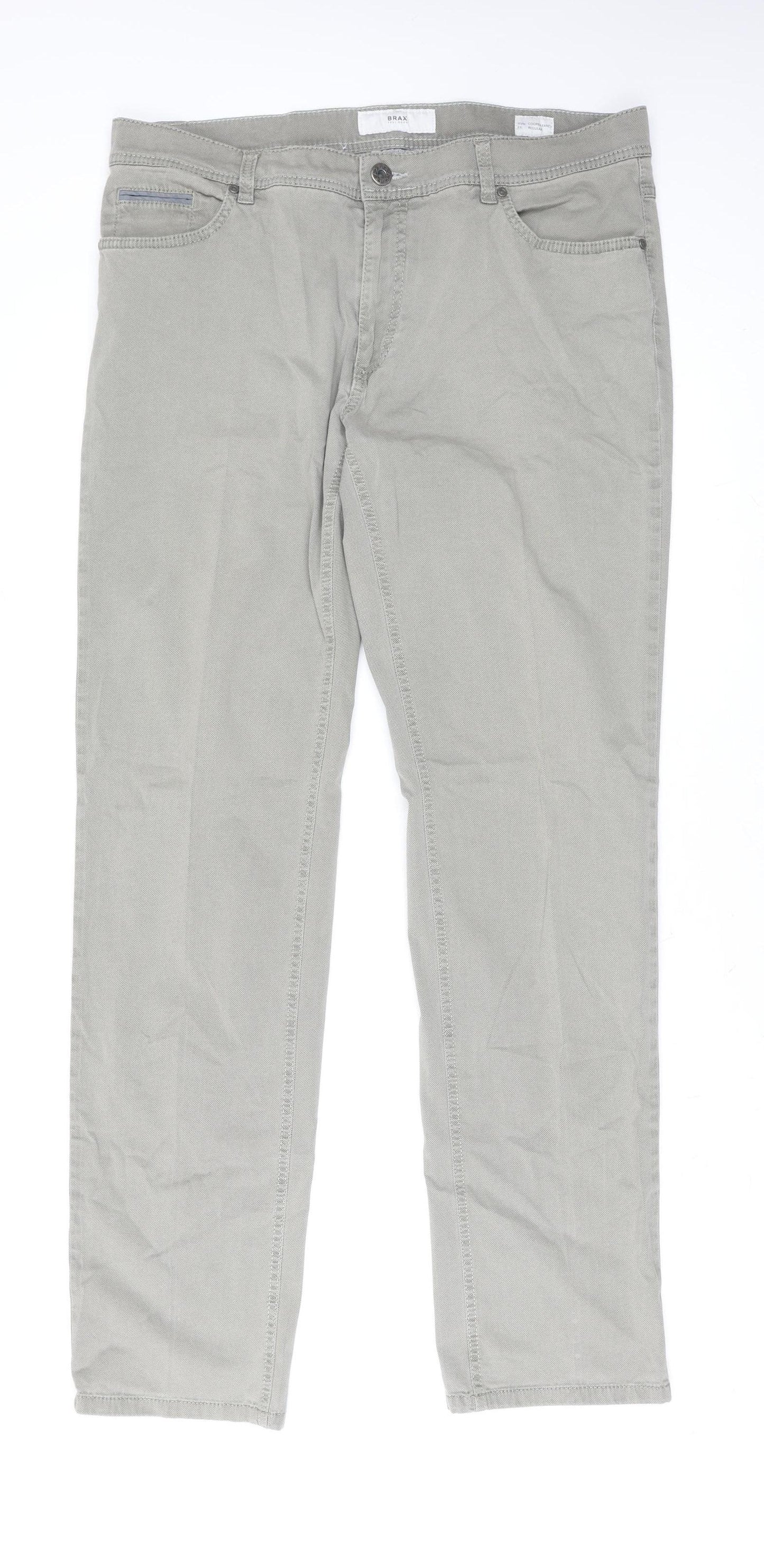 Brax Men's Grey 36x34 Cooper Fancy Regular Fit Straight Denim Jeans