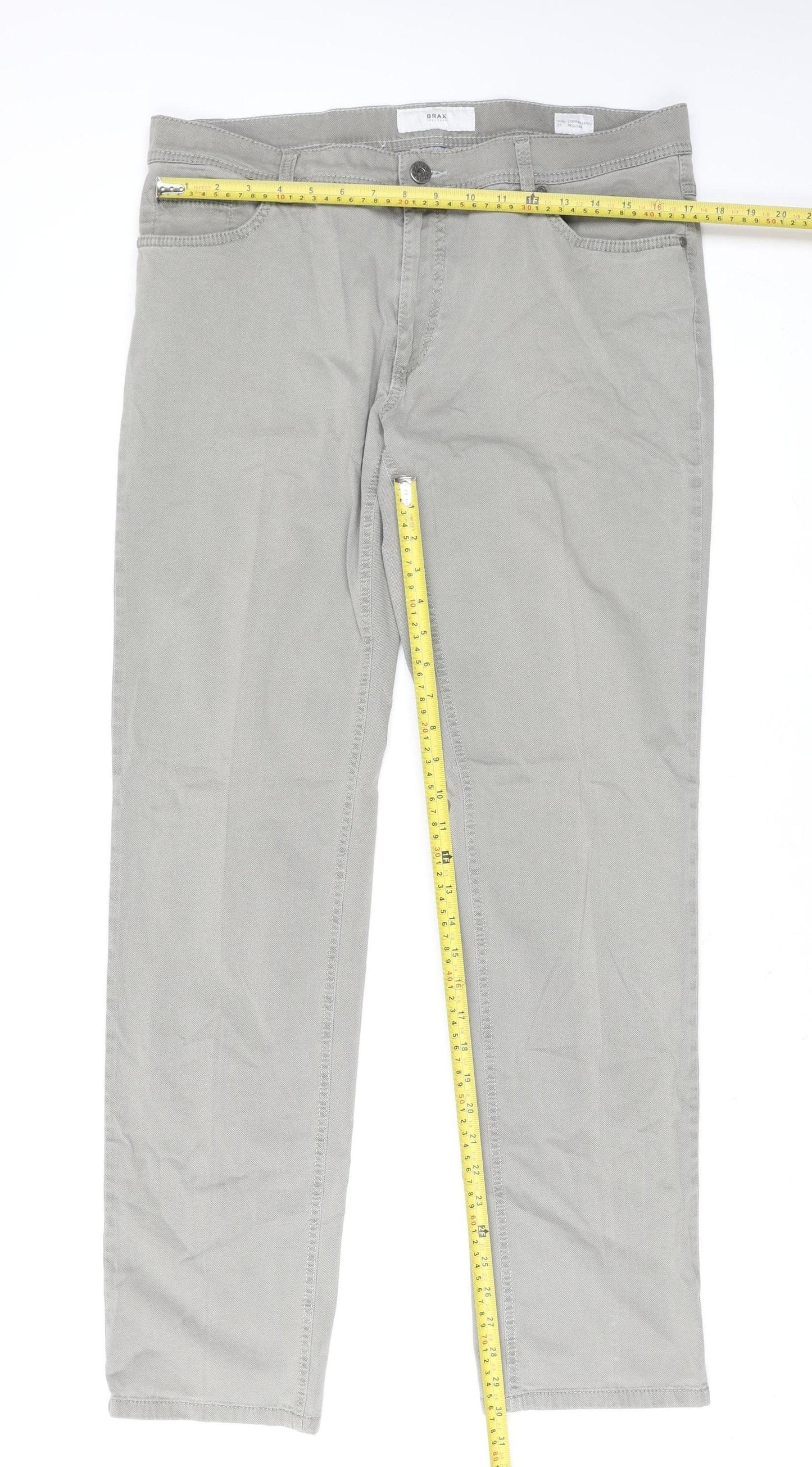 Brax Men's Grey 36x34 Cooper Fancy Regular Fit Straight Denim Jeans