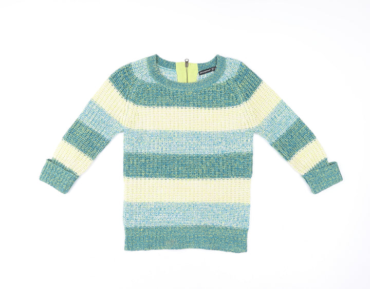 Atmosphere Women's Green Blue Striped Knit Pullover Sweater Size 8