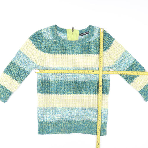 Atmosphere Women's Green Blue Striped Knit Pullover Sweater Size 8