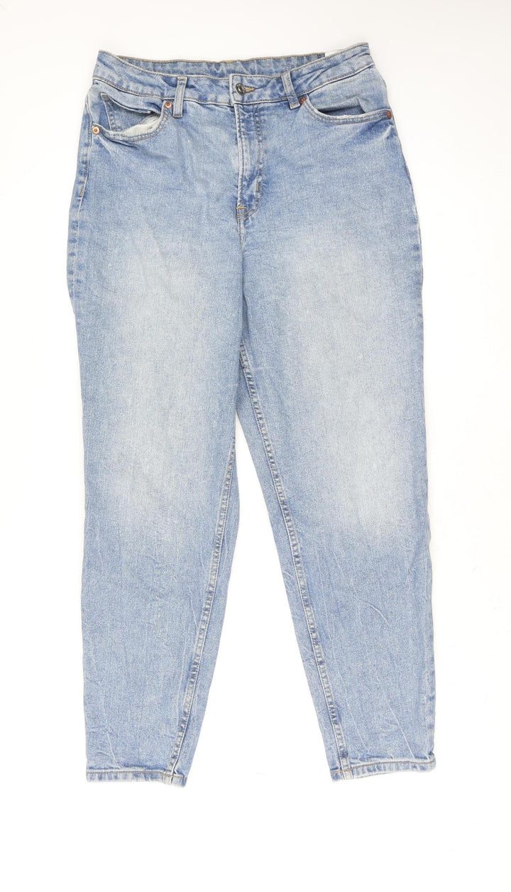 H&M Women’s Blue High Rise Mom Jeans Size 12 Light Wash Denim