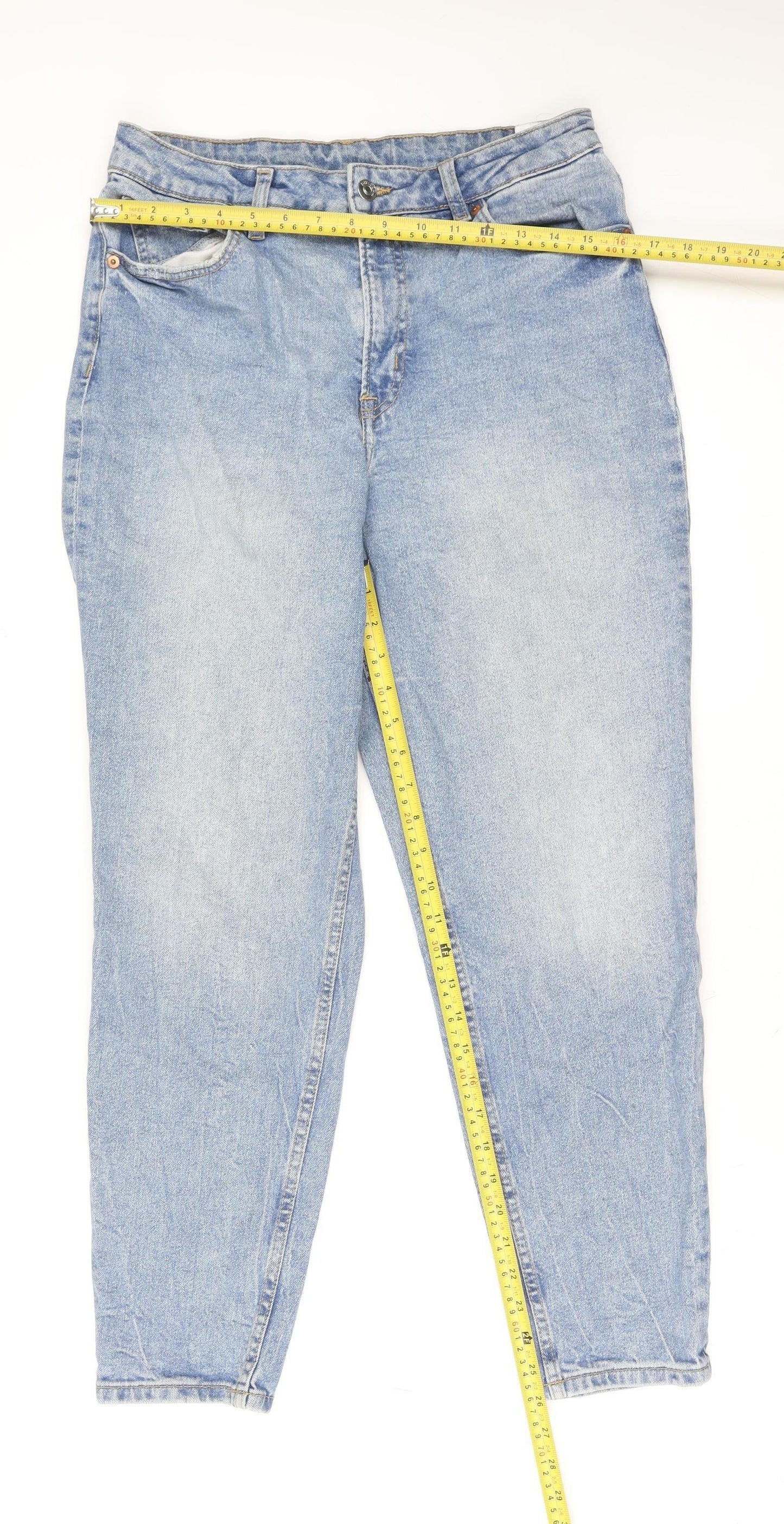 H&M Women’s Blue High Rise Mom Jeans Size 12 Light Wash Denim