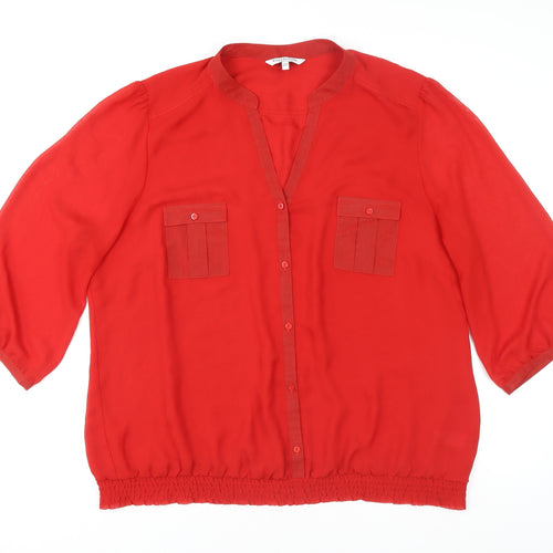 Debenhams Women’s Red 3/4 Sleeve Button Blouse Size 22