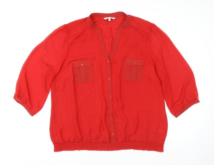 Debenhams Women’s Red 3/4 Sleeve Button Blouse Size 22