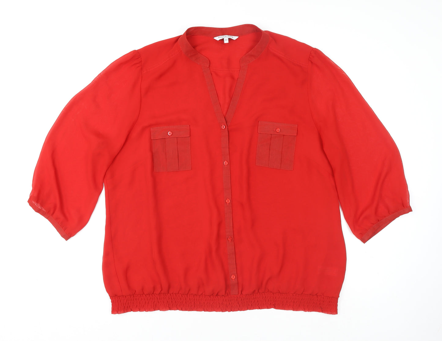 Debenhams Women’s Red 3/4 Sleeve Button Blouse Size 22