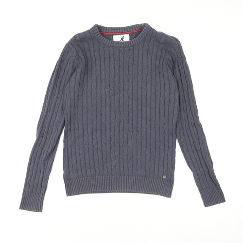 Kangol Womens Grey Cable-Knit Cotton Crew Neck Jumper Size 14