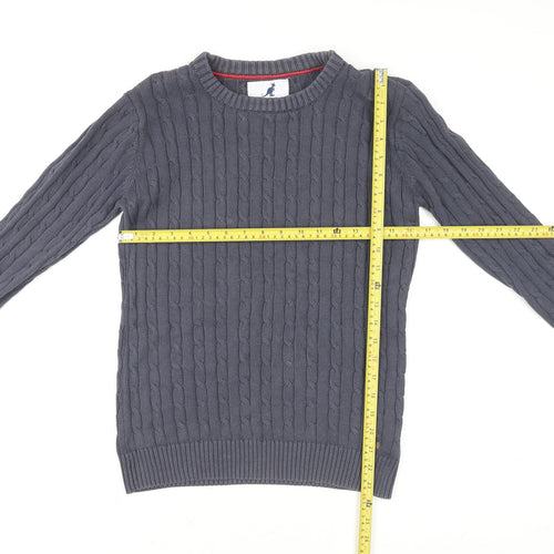 Kangol Womens Grey Cable-Knit Cotton Crew Neck Jumper Size 14