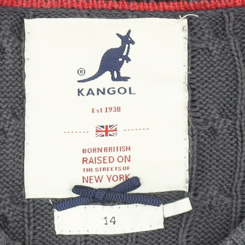 Kangol Womens Grey Cable-Knit Cotton Crew Neck Jumper Size 14