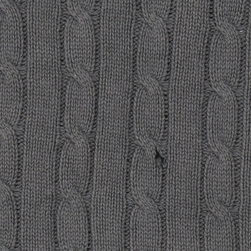 Kangol Womens Grey Cable-Knit Cotton Crew Neck Jumper Size 14