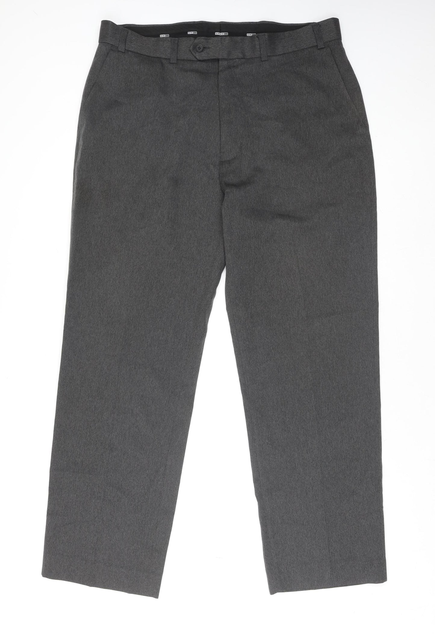 Henri Ross Men's Grey 38W 31L Classic Polyester Dress Trousers