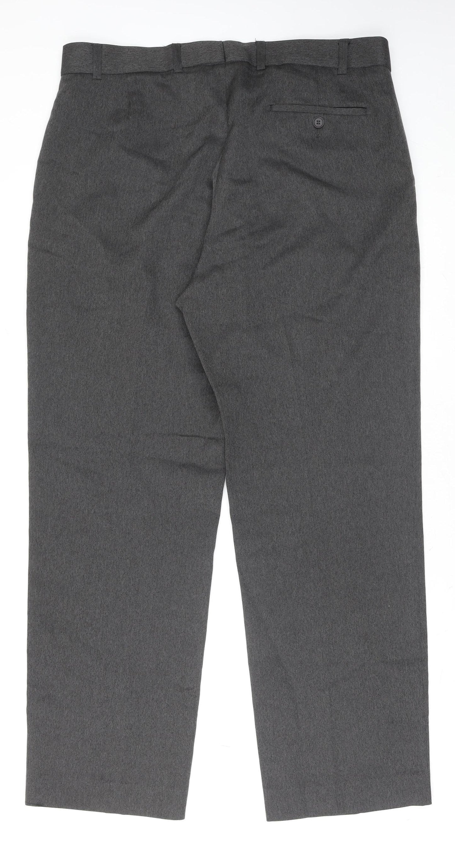 Henri Ross Men's Grey 38W 31L Classic Polyester Dress Trousers