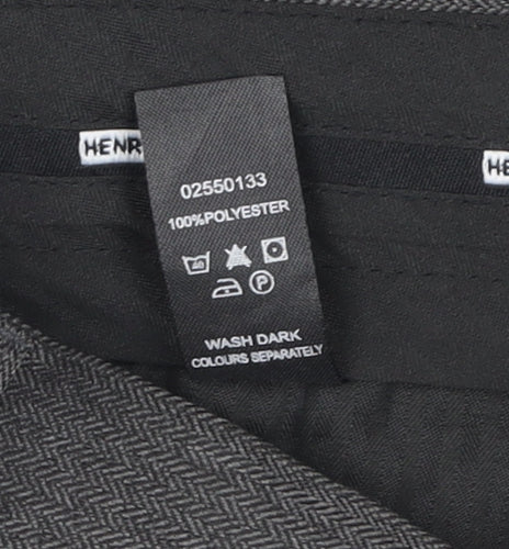 Henri Ross Men's Grey 38W 31L Classic Polyester Dress Trousers