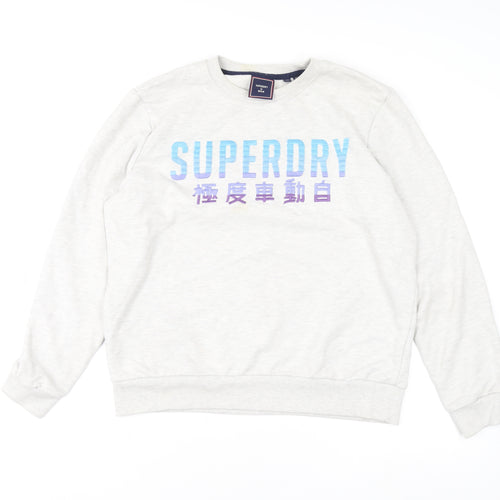 Superdry Women's Ivory Crew Neck Pullover Jumper Size 12