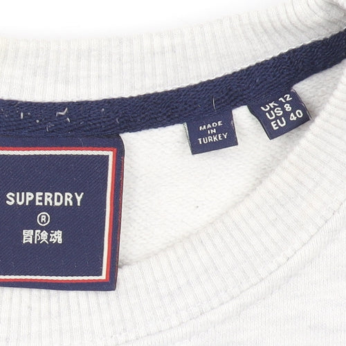 Superdry Women's Ivory Crew Neck Pullover Jumper Size 12
