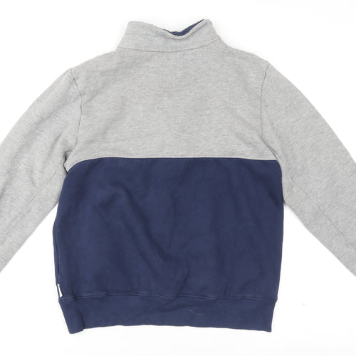 Converse Teens Grey Blue 1/4 Zip Fleece Logo Jumper L