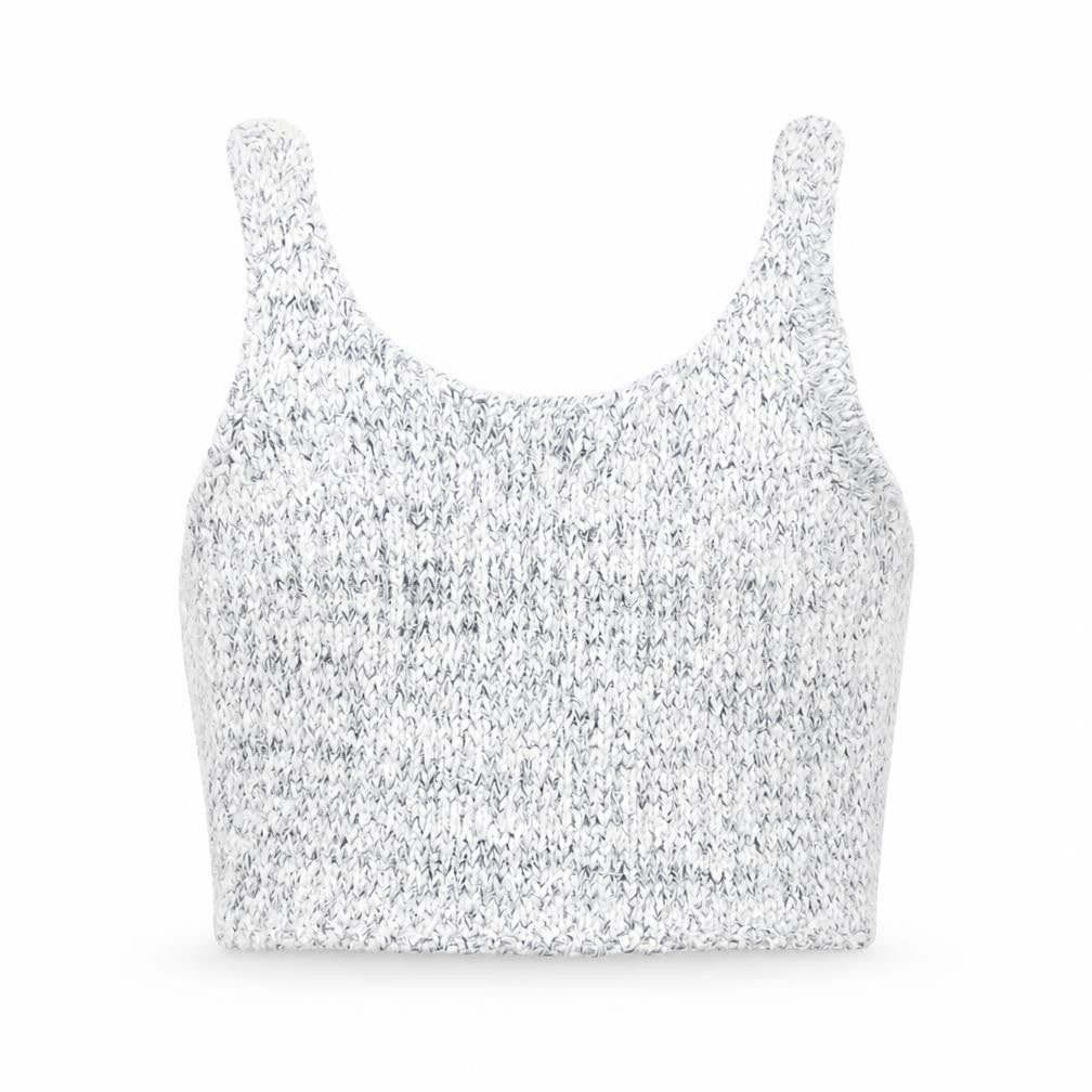 Front view of Bella Luxx Women's Grey Knit Cropped Tank Top, size S