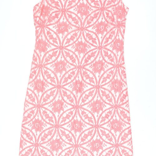 Tommy Hilfiger Women Pink Floral Lace Sheath Dress Size 10