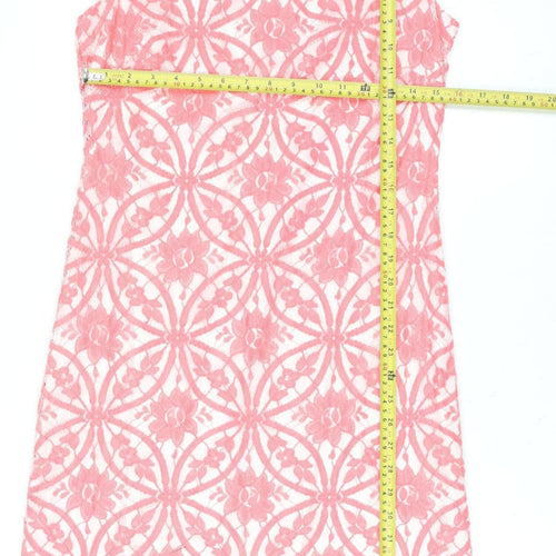 Tommy Hilfiger Women Pink Floral Lace Sheath Dress Size 10
