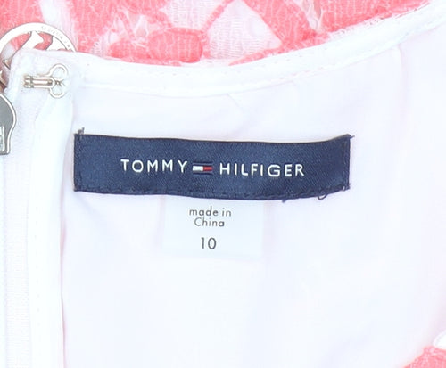 Tommy Hilfiger Women Pink Floral Lace Sheath Dress Size 10
