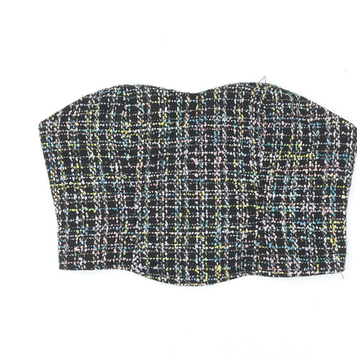 Oasis Womens Multicoloured Tweed Strapless Cropped Top Size 14