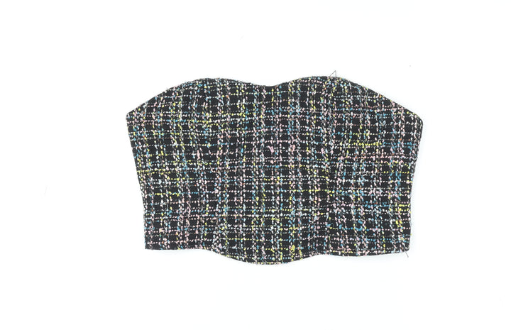Oasis Womens Multicoloured Tweed Strapless Cropped Top Size 14