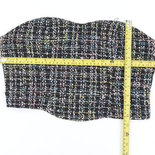 Oasis Womens Multicoloured Tweed Strapless Cropped Top Size 14