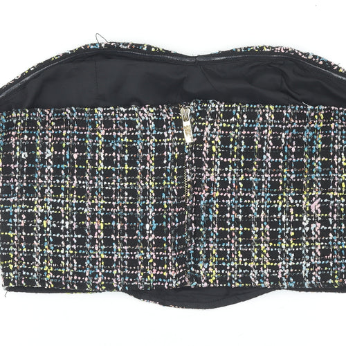 Oasis Womens Multicoloured Tweed Strapless Cropped Top Size 14
