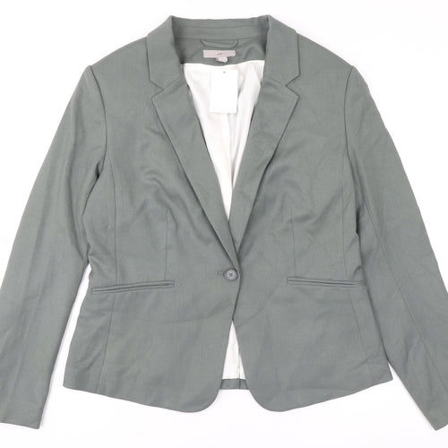 H&M Women’s Green Tailored Single-Breasted Blazer UK 16