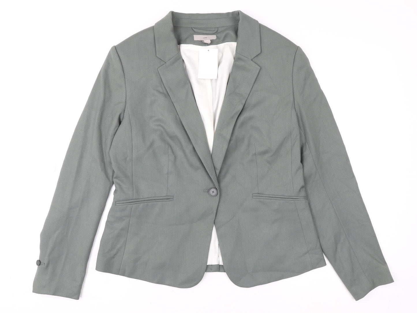 H&M Women’s Green Tailored Single-Breasted Blazer UK 16