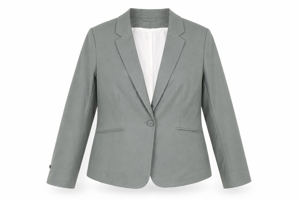 Front view of H&M Women’s Green Tailored Single-Breasted Blazer UK 16