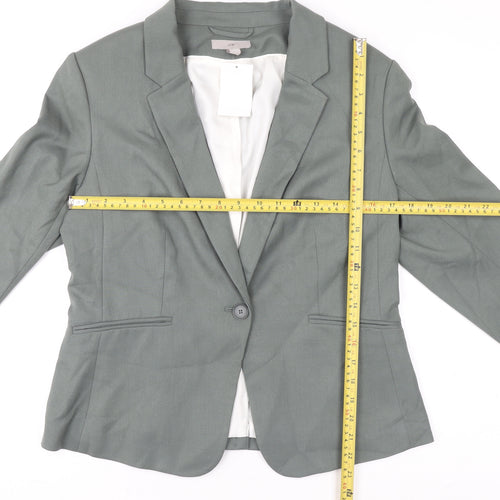 H&M Women’s Green Tailored Single-Breasted Blazer UK 16