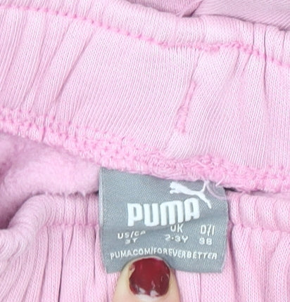 Puma Girls Pink Beige Sweatshirt Trousers Set 2-3 Years Fleece Outfit