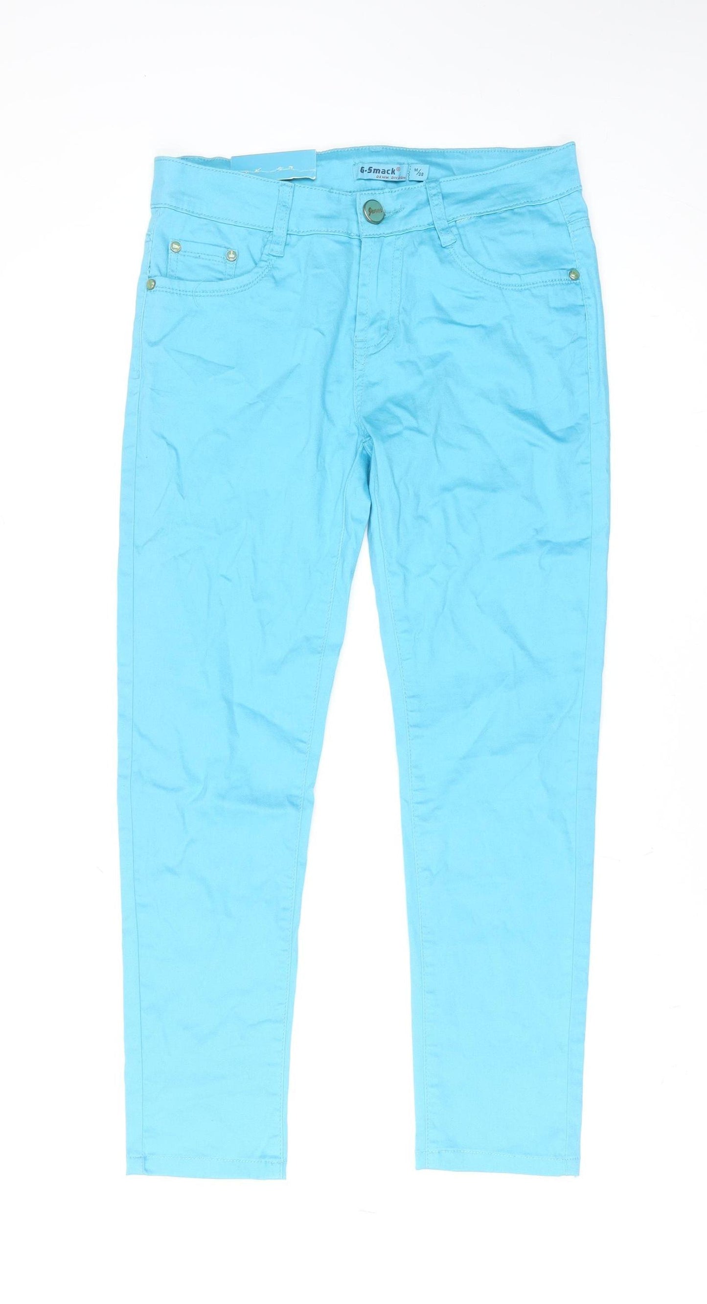 G-Smack Women's Blue Straight Fit Stretch Denim Jeans M