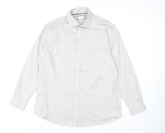 Charles Tyrwhitt Men's Beige Slim Fit Non-Iron Cotton Dress Shirt 17.5in