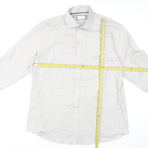 Charles Tyrwhitt Men's Beige Slim Fit Non-Iron Cotton Dress Shirt 17.5in