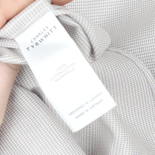 Charles Tyrwhitt Men's Beige Slim Fit Non-Iron Cotton Dress Shirt 17.5in