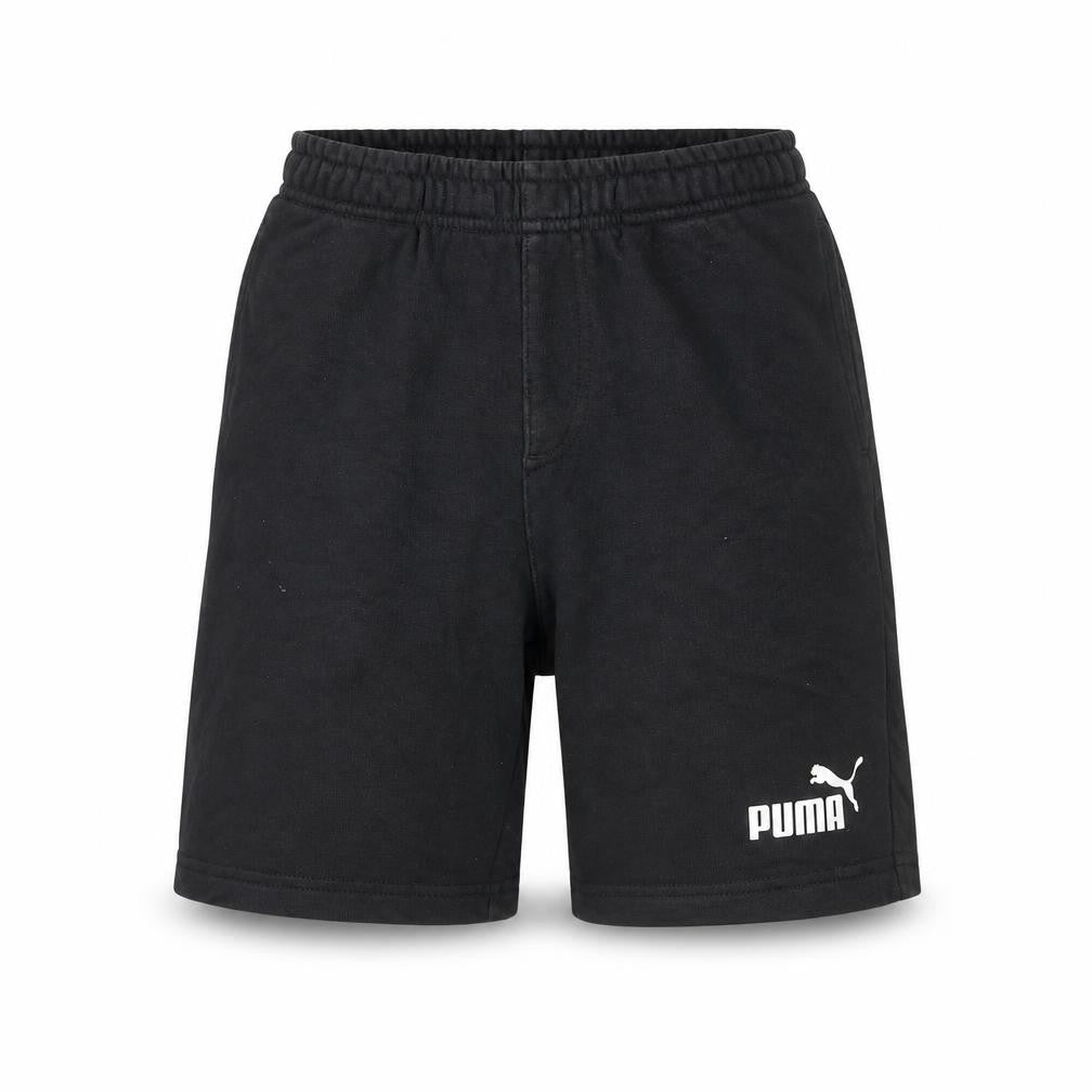 Front view of Puma boys’ black athletic shorts 11-12 years regular fit activewear