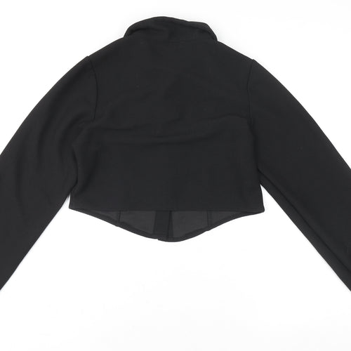 Dazy Women's Black Cropped Collared Button-Up Top Size M